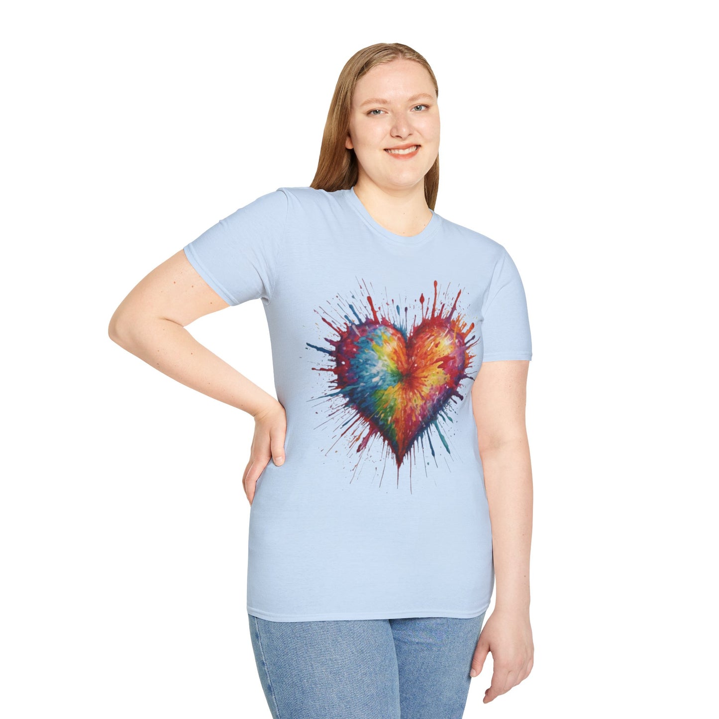 Colourful Messy Exploding Love Heart - Unisex T-Shirt