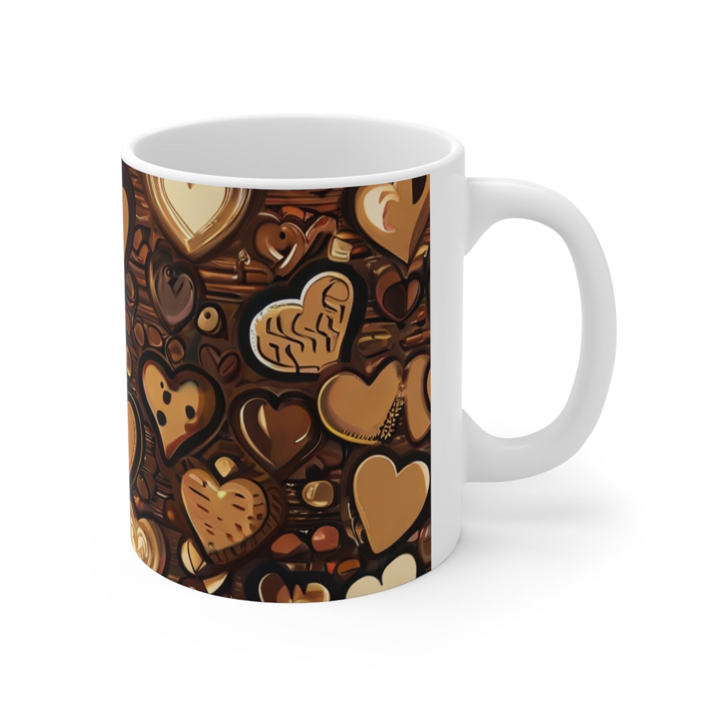 Coffee Love Hearts Mug - Ceramic Coffee Mug 11oz