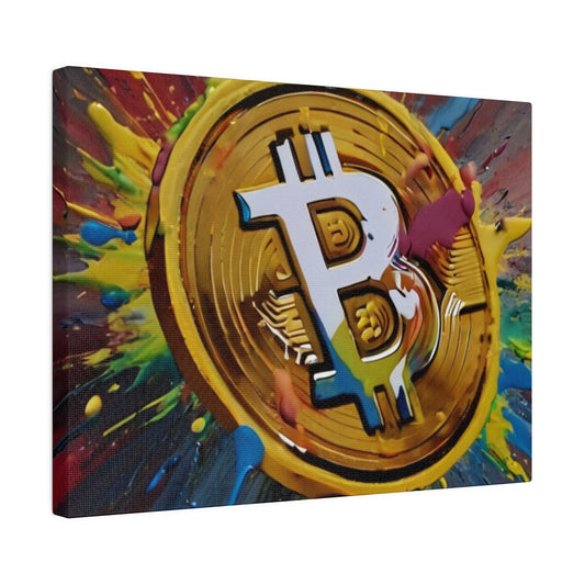 Messy Painted Bitcoin Canvas - Matte Canvas, Stretched, 0.75"