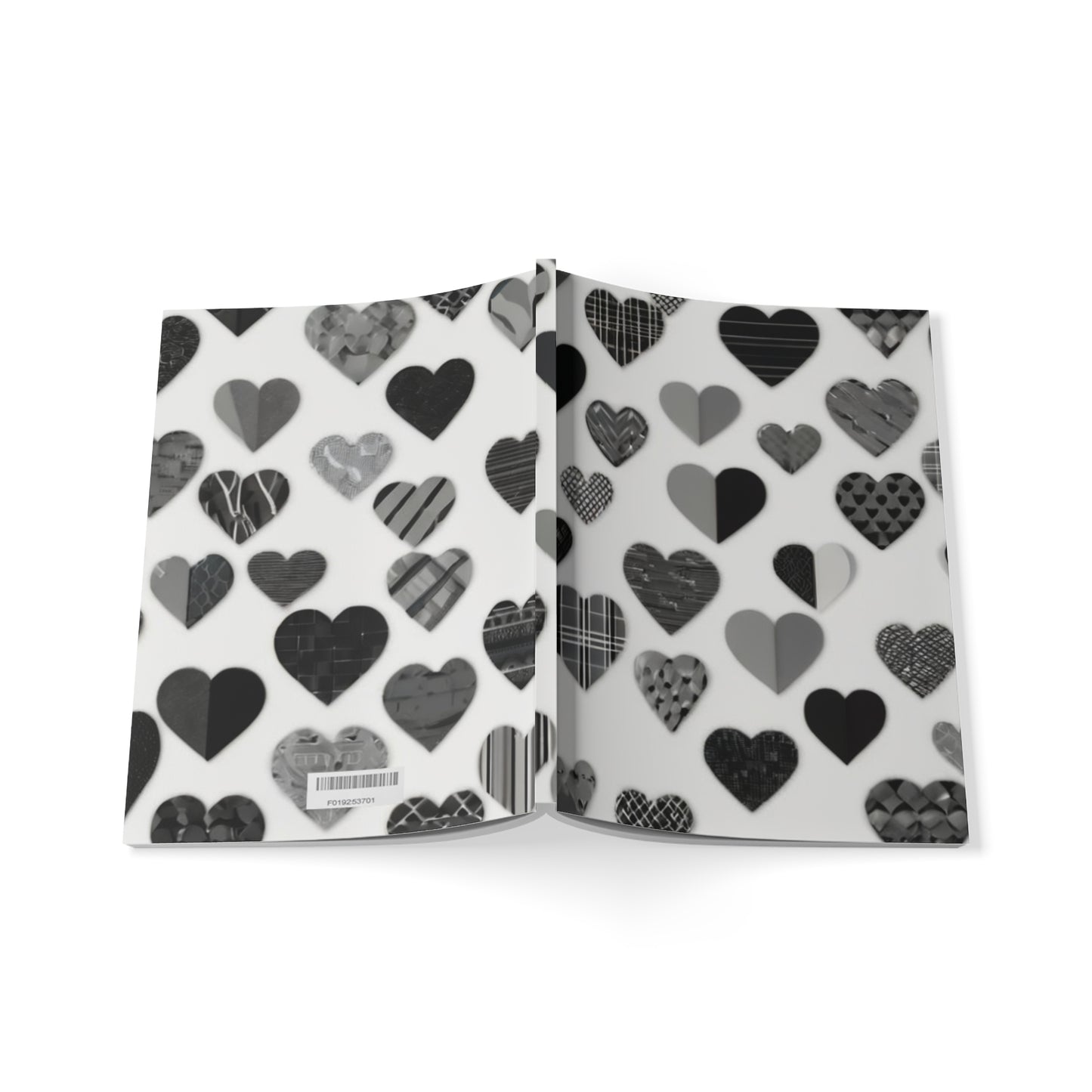 Greyscale Small Love Hearts - Softcover Notebook, A5