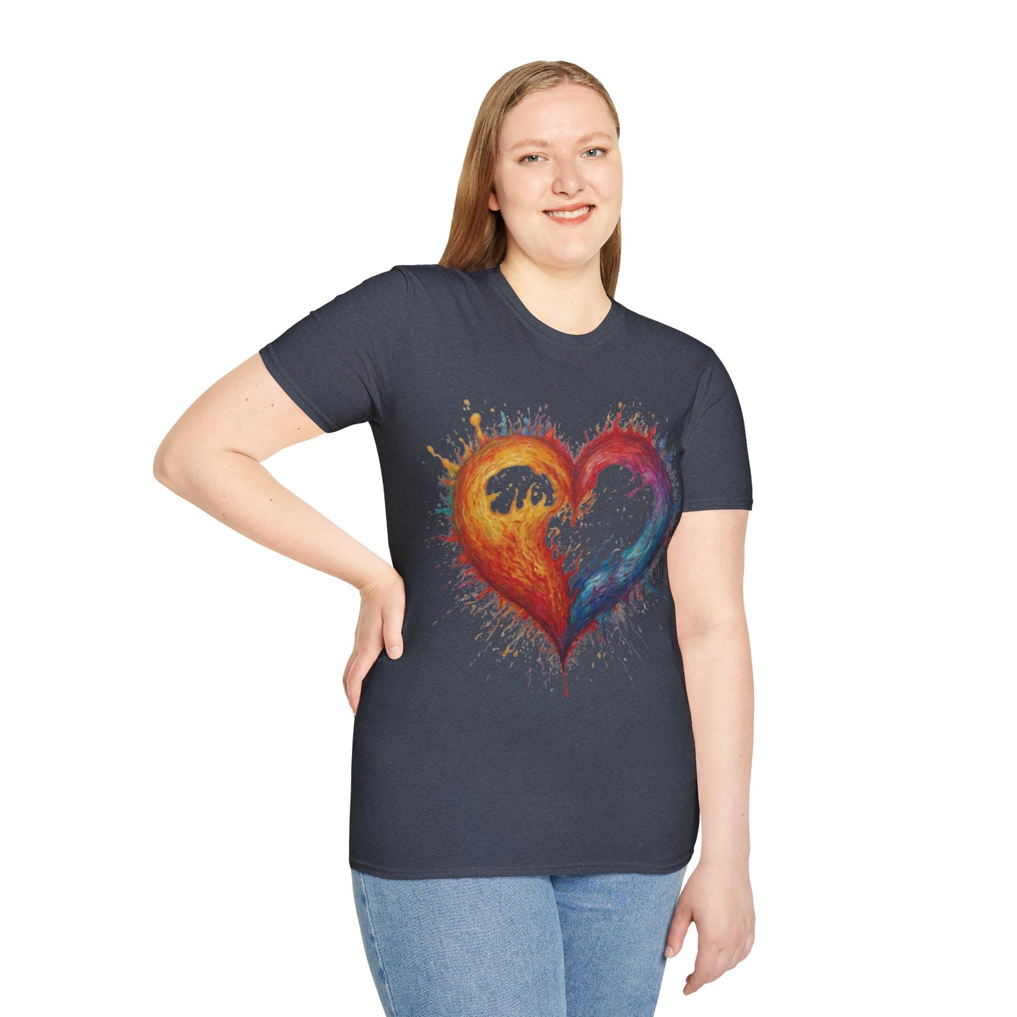 Colourful Burning Love Heart - Unisex T-Shirt