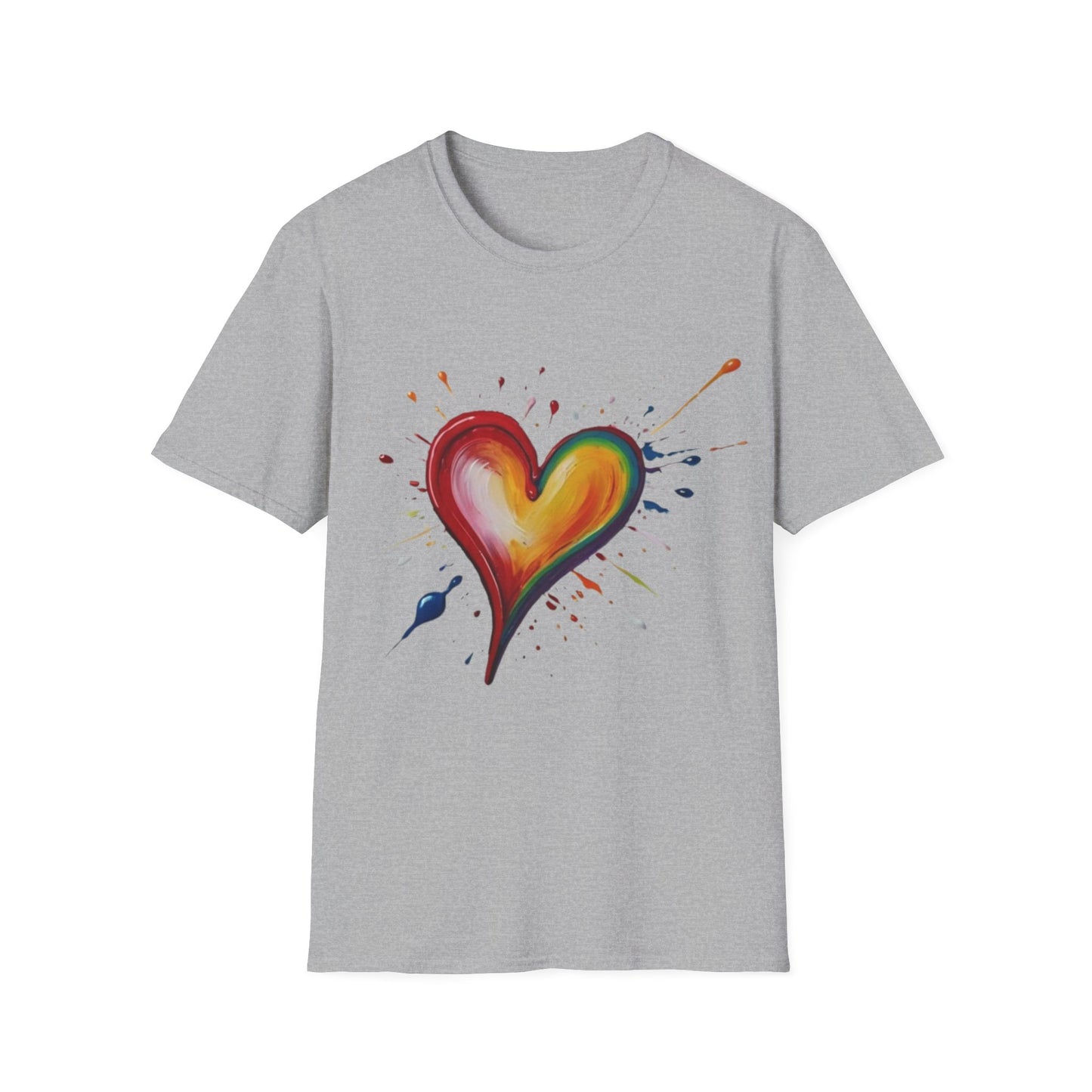 Messy Painted Colourful Slanted Love Heart - Unisex T-Shirt