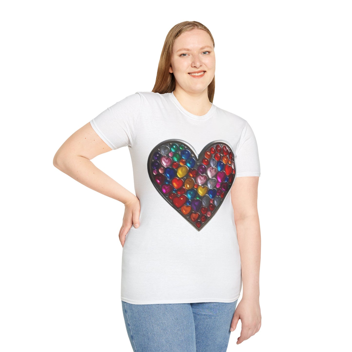 Multicoloured Silver Love Heart - Unisex T-Shirt