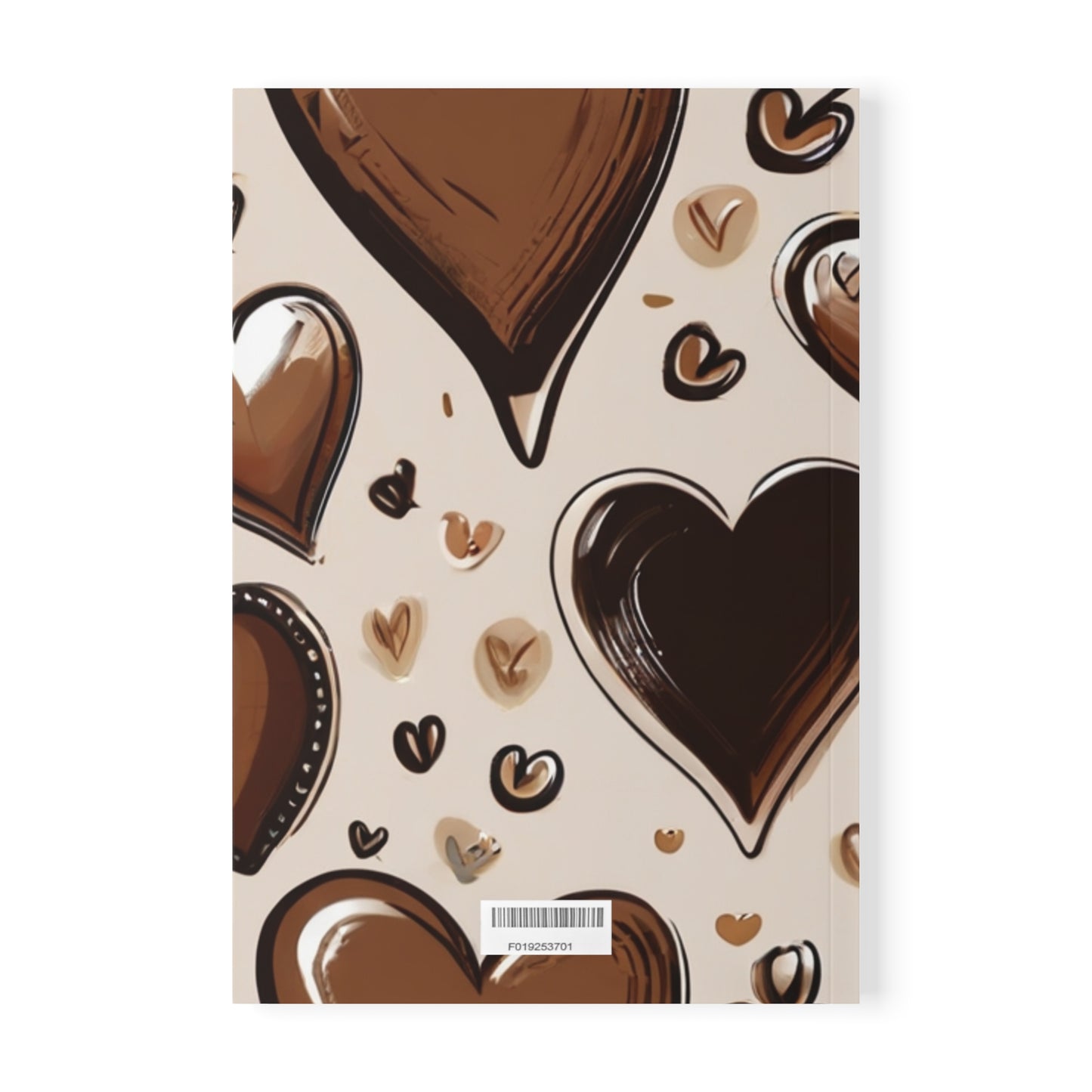 Brown Love Hearts - Softcover Notebook, A5