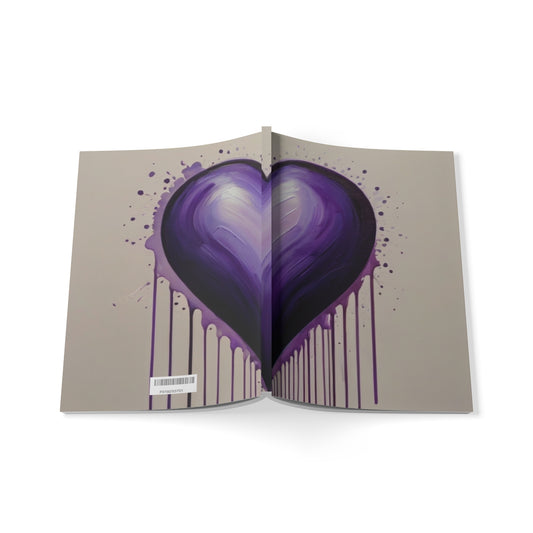 Purple Dripping Love Heart - Softcover Notebook, A5