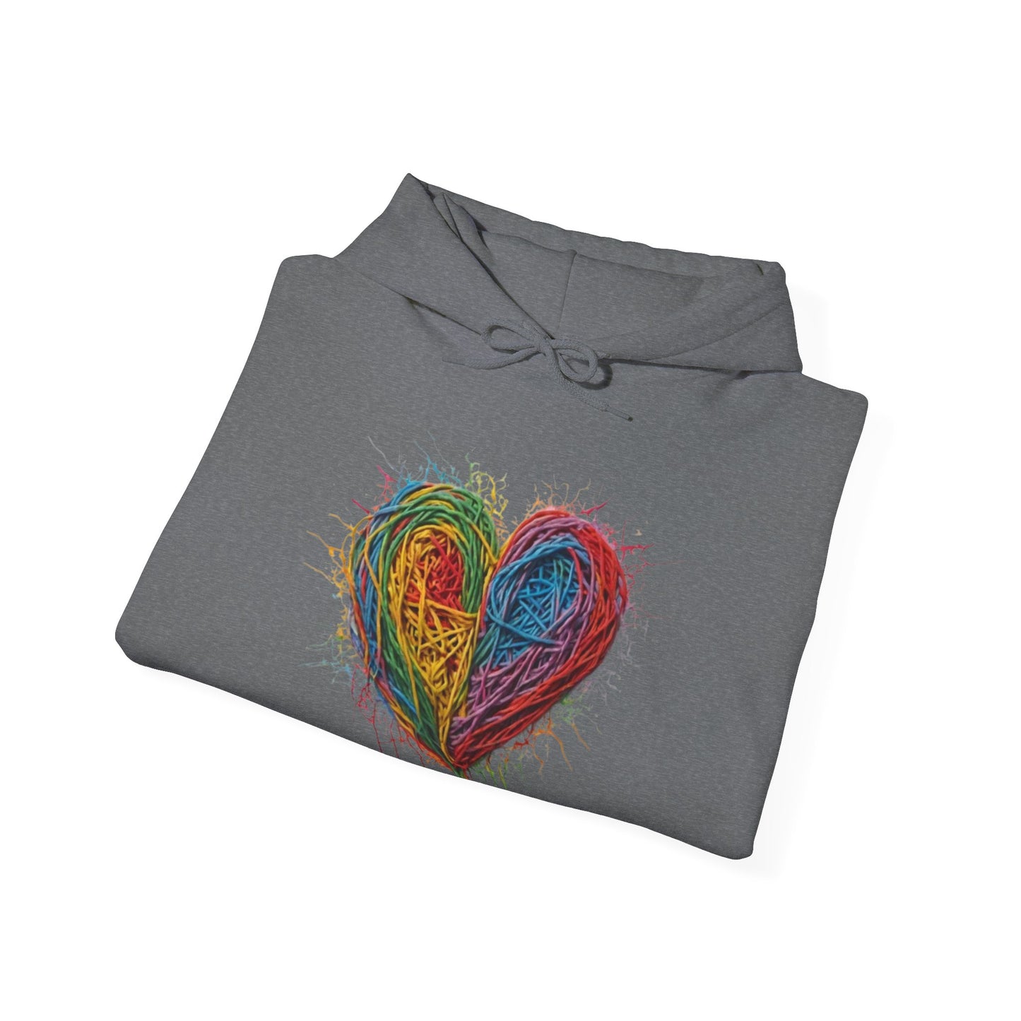 Multicoloured Scoubidou Love Heart - Unisex Hooded Sweatshirt