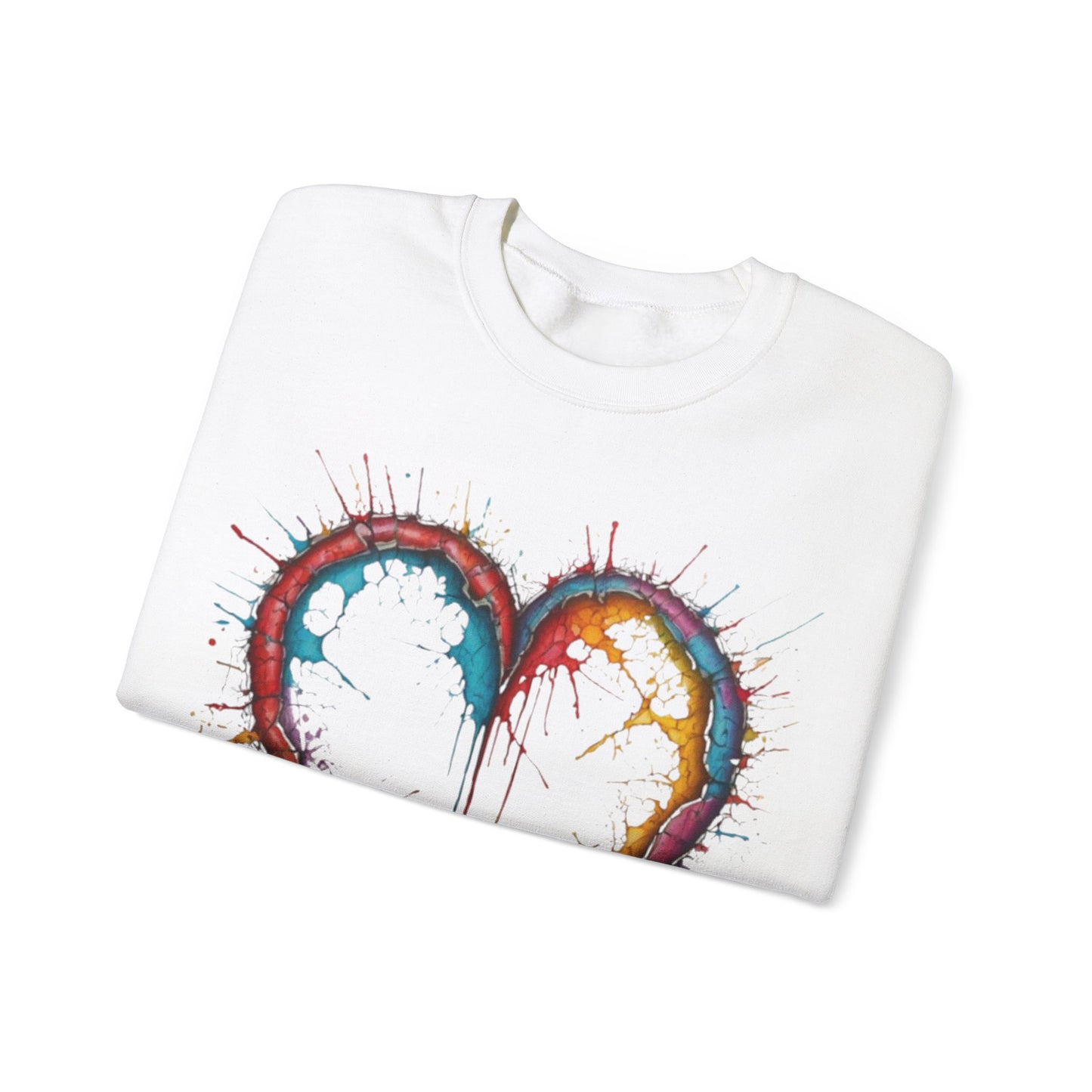 Hollow Colourful Messy Love Heart - Unisex Heavy Sweatshirt