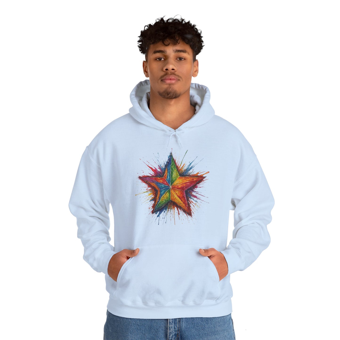 Burning Multicoloured Star - Unisex Hooded Sweatshirt