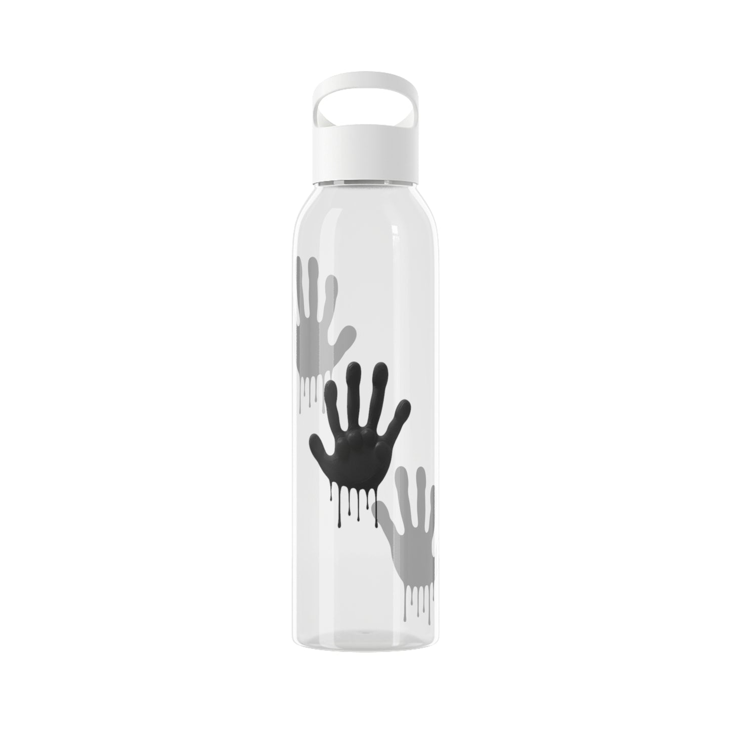 Black Hand Print Art - Sky Water Bottle