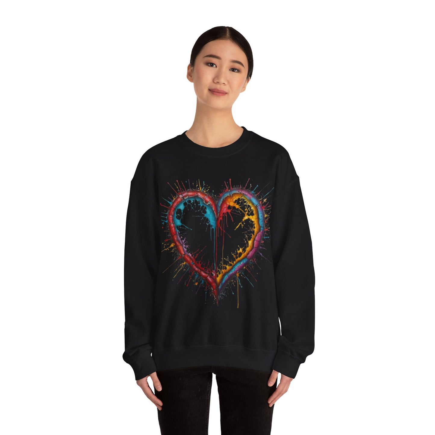 Hollow Colourful Messy Love Heart - Unisex Heavy Sweatshirt