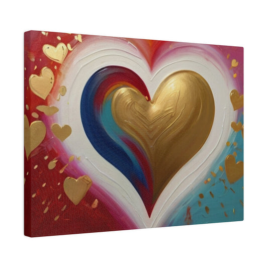 Gold Painted Love Heart - Matte Canvas, Stretched, 0.75"