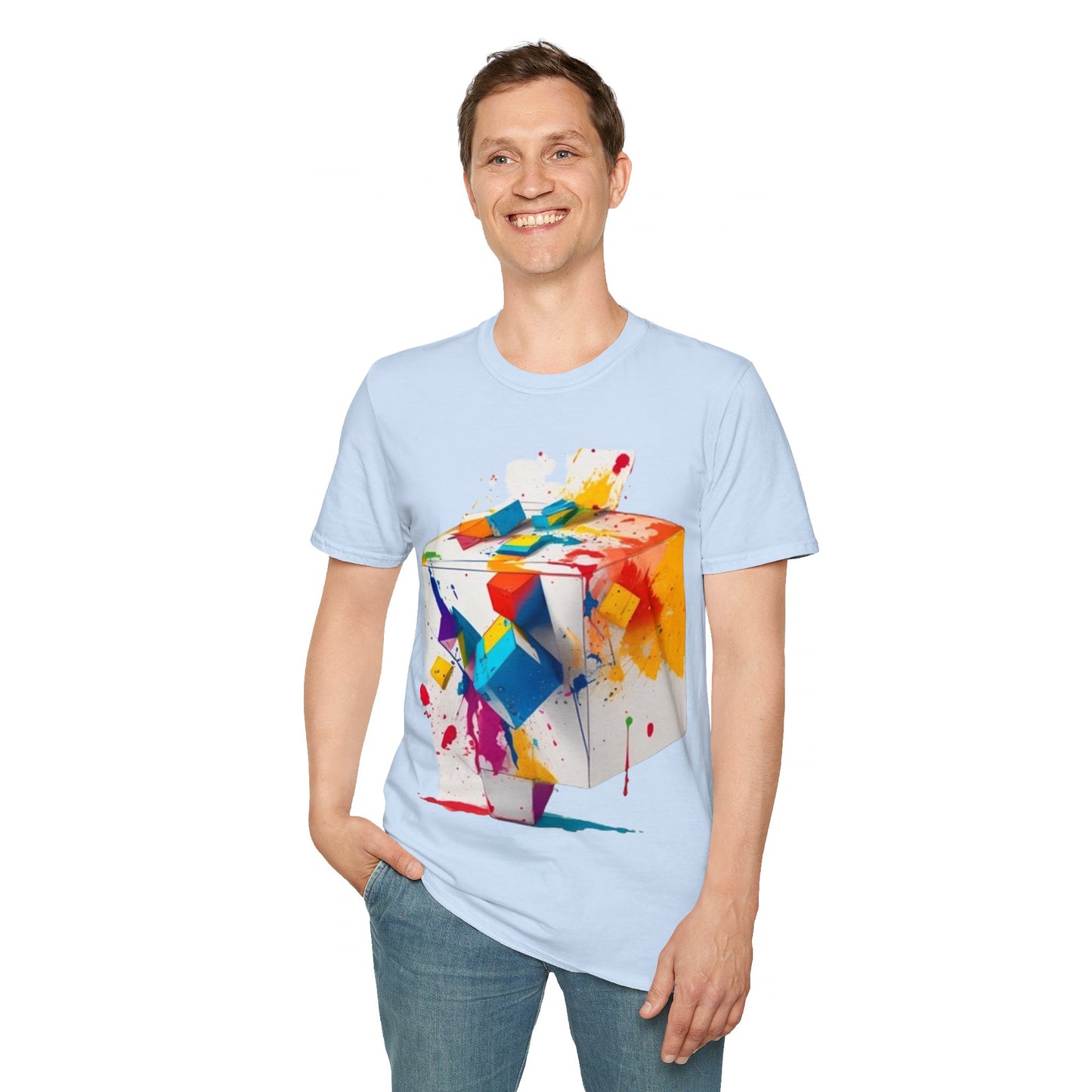 Messy Colourful 3D Cube - Unisex T-Shirt