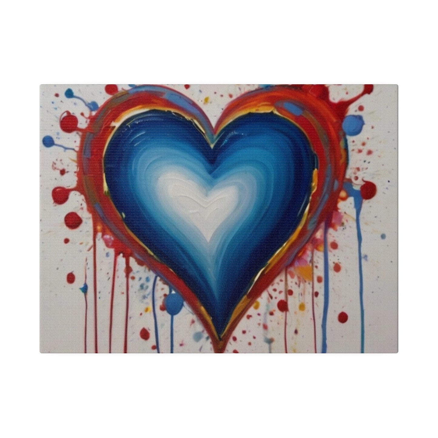 Dripping Blue Love Hearts - Matte Canvas, Stretched, 0.75"