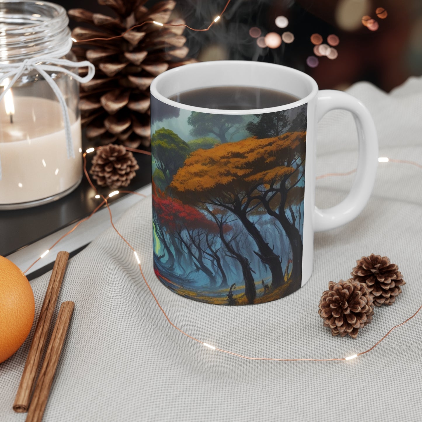 Lightning in Forest Art Mug - Ceramic Coffee Mug 11oz