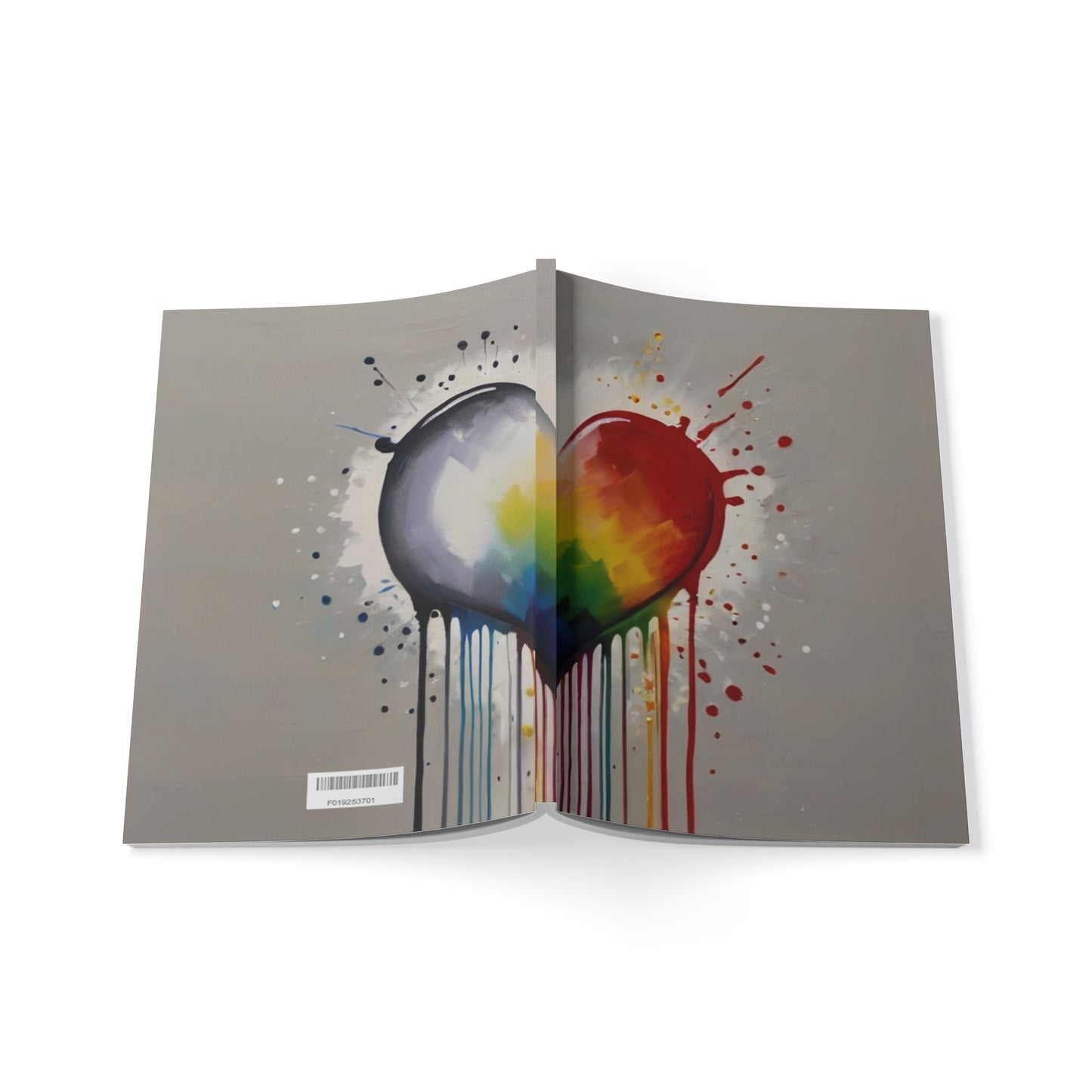 Dripping Multicoloured Love Heart - Softcover Notebook, A5