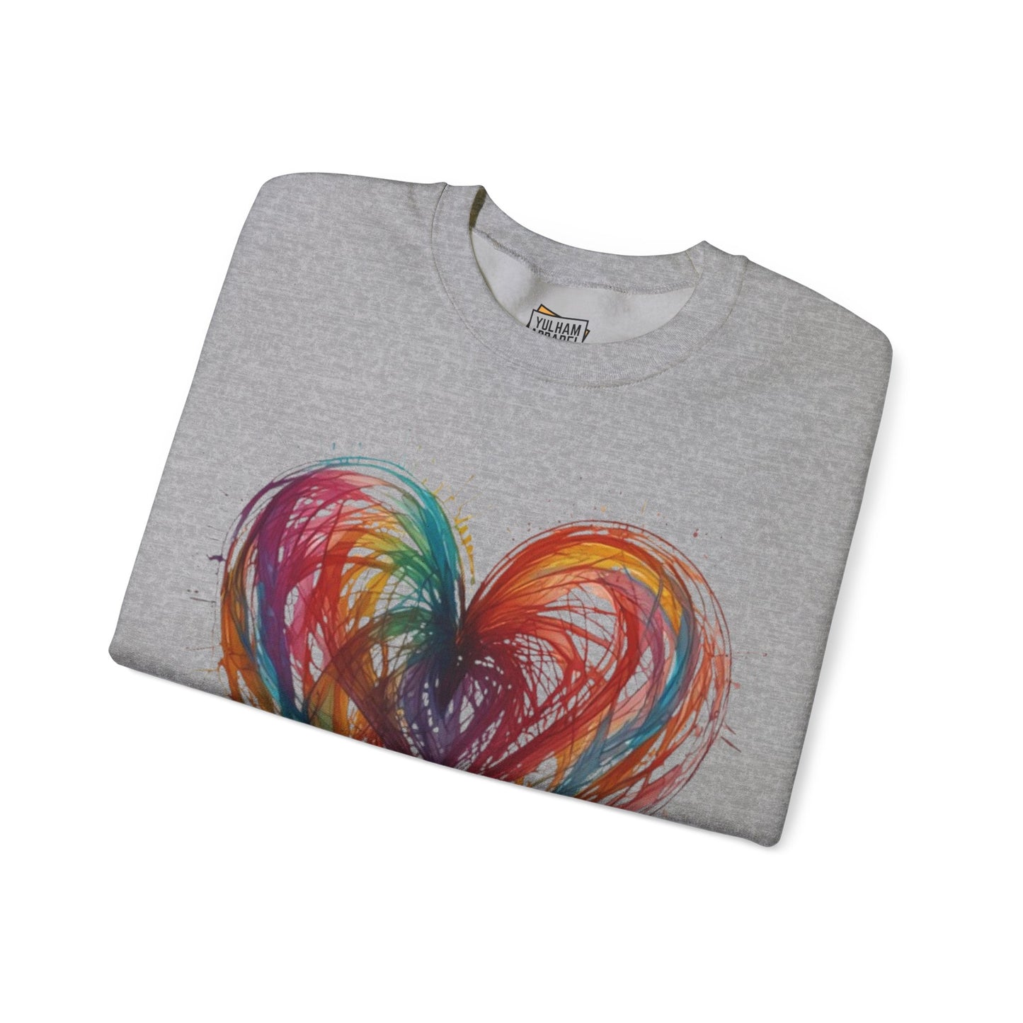 Colourful Messy Lines Transparent Love Heart - Unisex Crewneck Sweatshirt