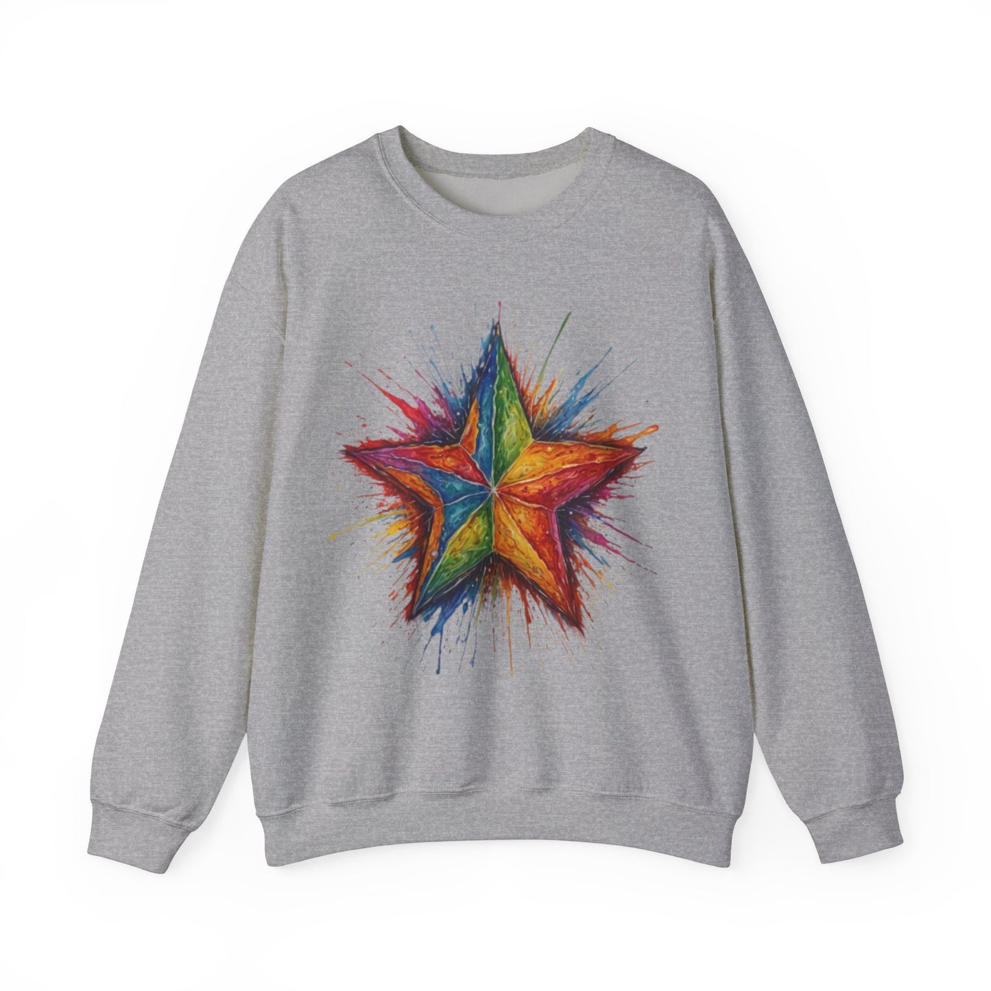 Burning Multicoloured Star - Unisex Crewneck Sweatshirt