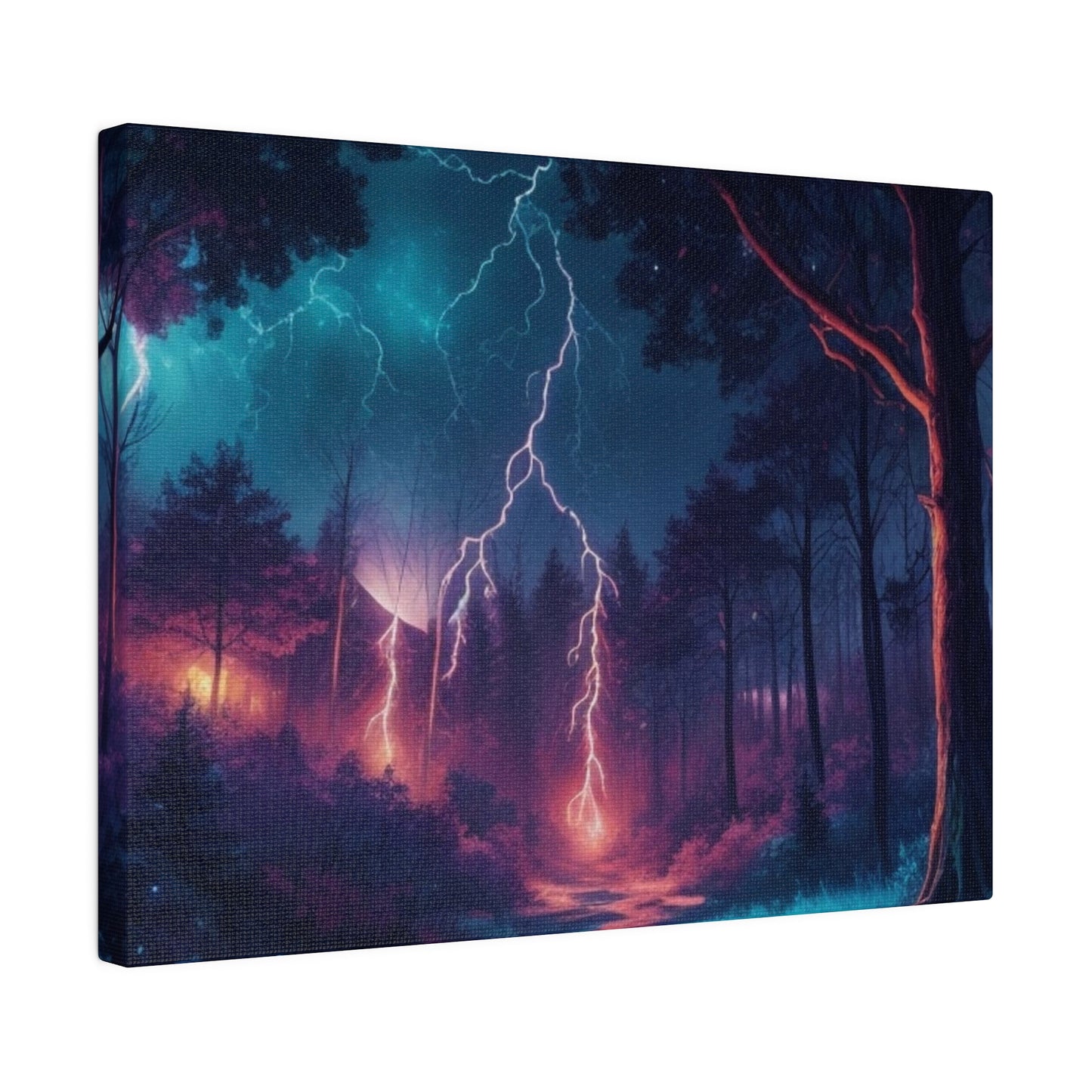 Lightning in Forest Art - Matte Canvas, Stretched, 0.75"