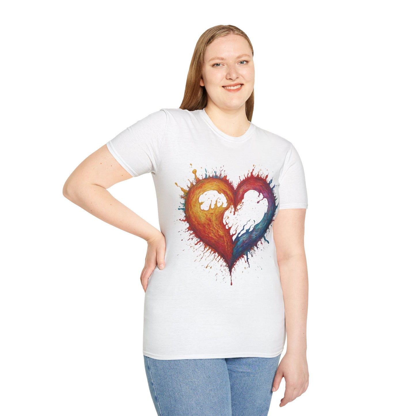 Colourful Burning Love Heart - Unisex T-Shirt