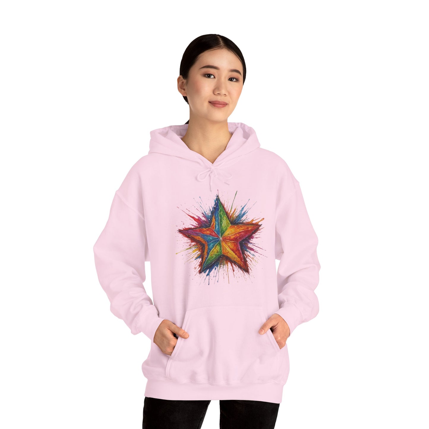 Burning Multicoloured Star - Unisex Hooded Sweatshirt