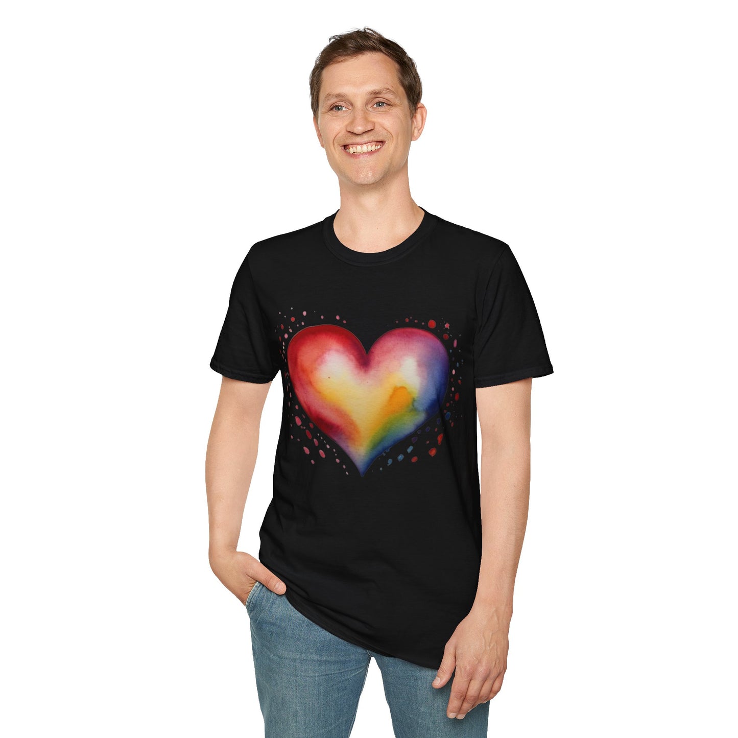 Colourful Watercolour Style Love Heart - Unisex T-Shirt