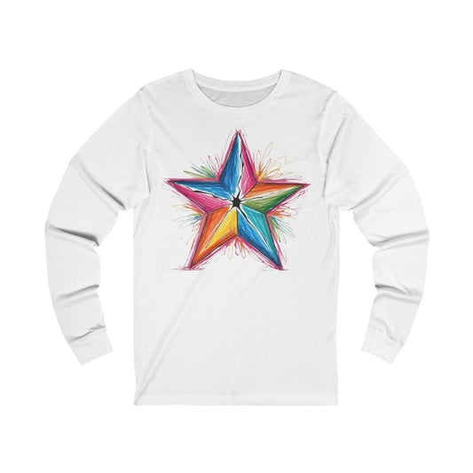 Vibrant Coloured Messy Star - Unisex Long Sleeve Tee