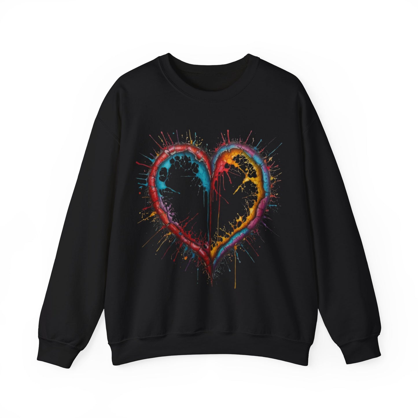 Hollow Colourful Messy Love Heart - Unisex Heavy Sweatshirt