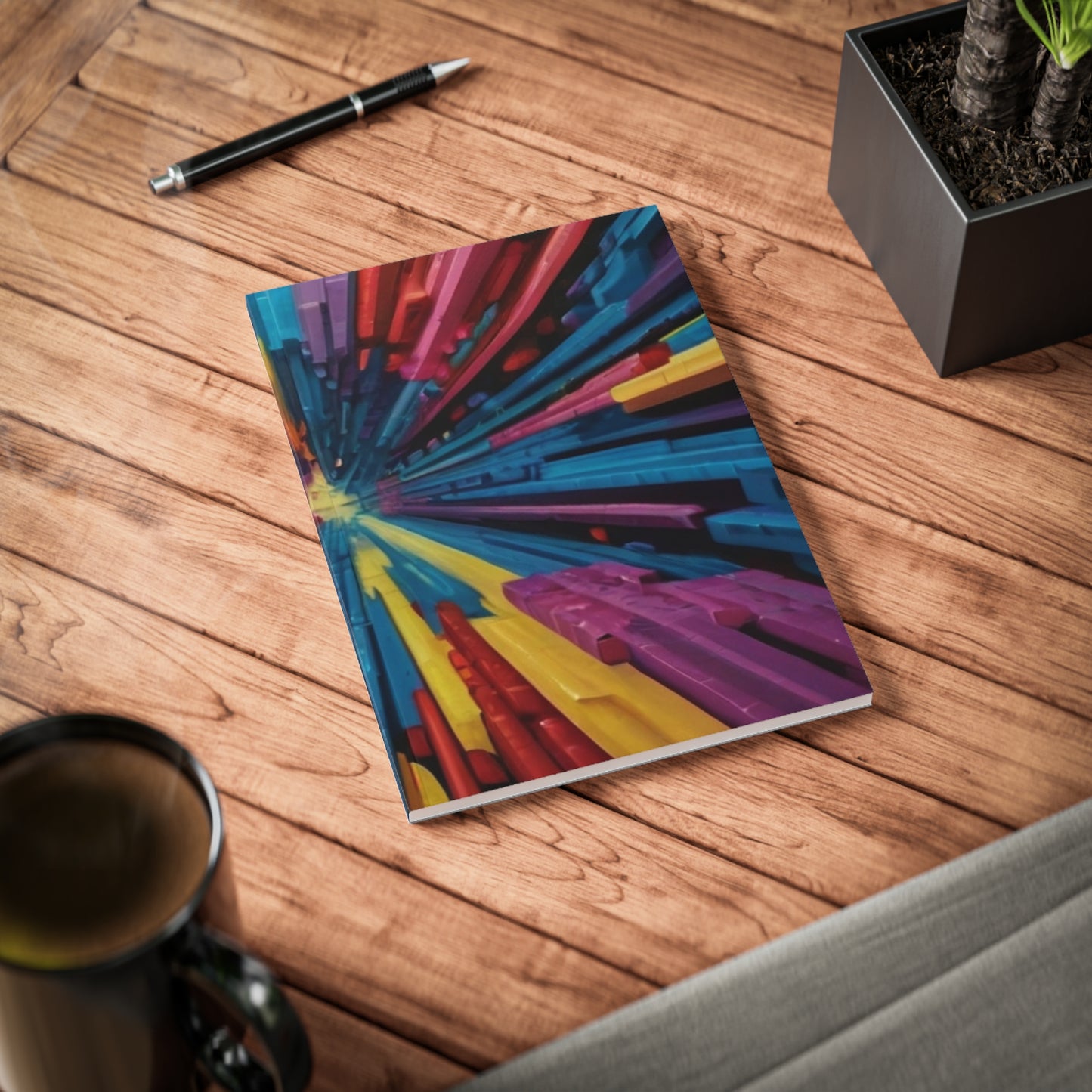 Colourful 3D Abstract Optical Illusion - Softcover Notebook, A5