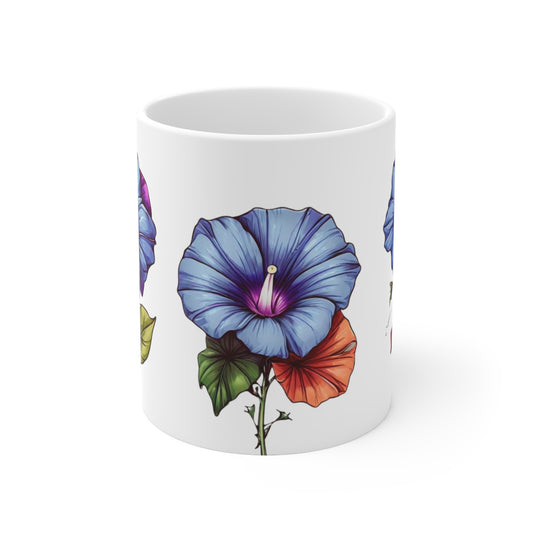 Morning Glory Flower Mug - Ceramic Coffee Mug 11oz