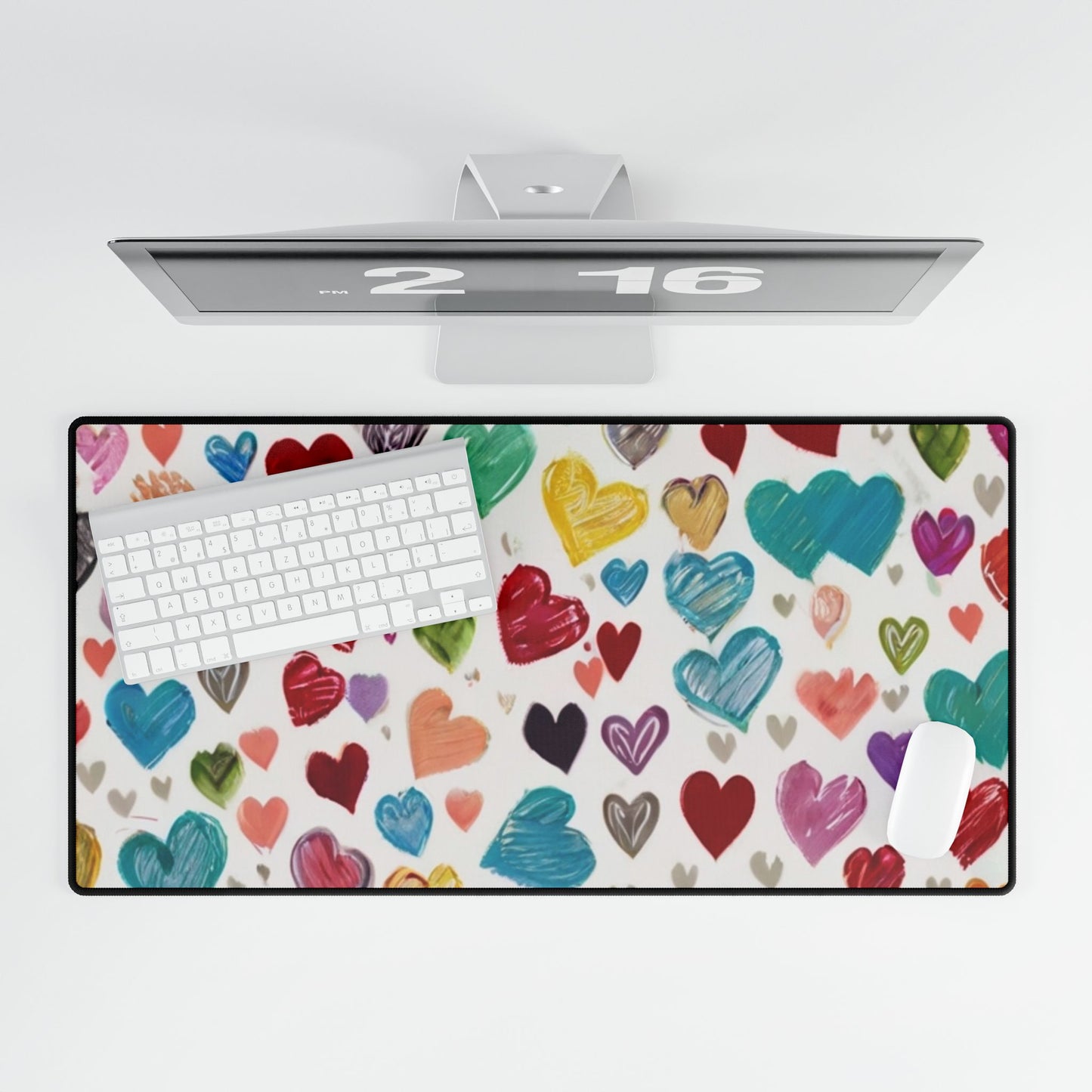 Sketched Colourful Small Love Hearts - Desk Mats