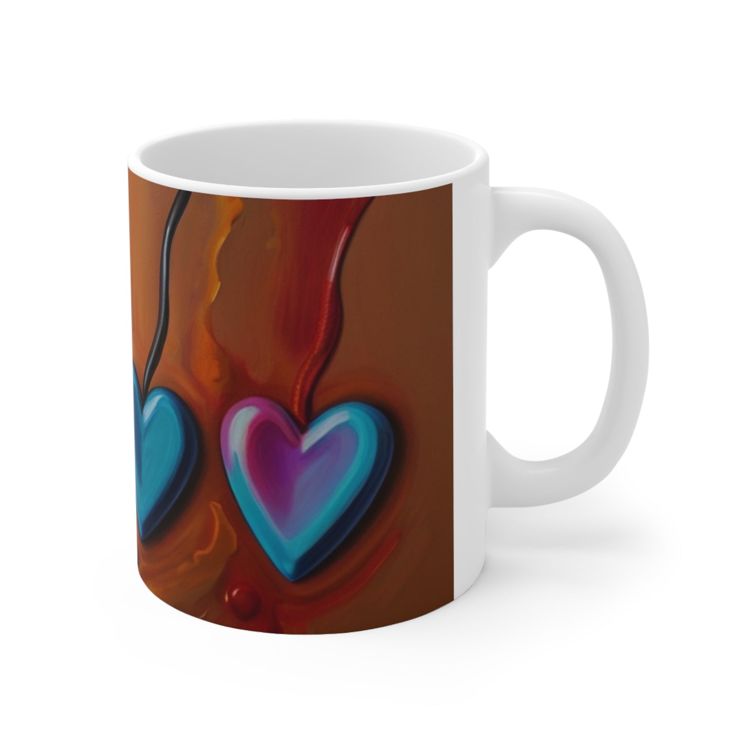 Four Love Hearts On Strings Mugs - Ceramic Coffee Mug 11oz