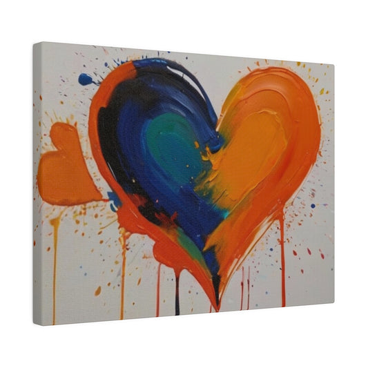 Orange And Blue Love Heart - Matte Canvas, Stretched, 0.75"