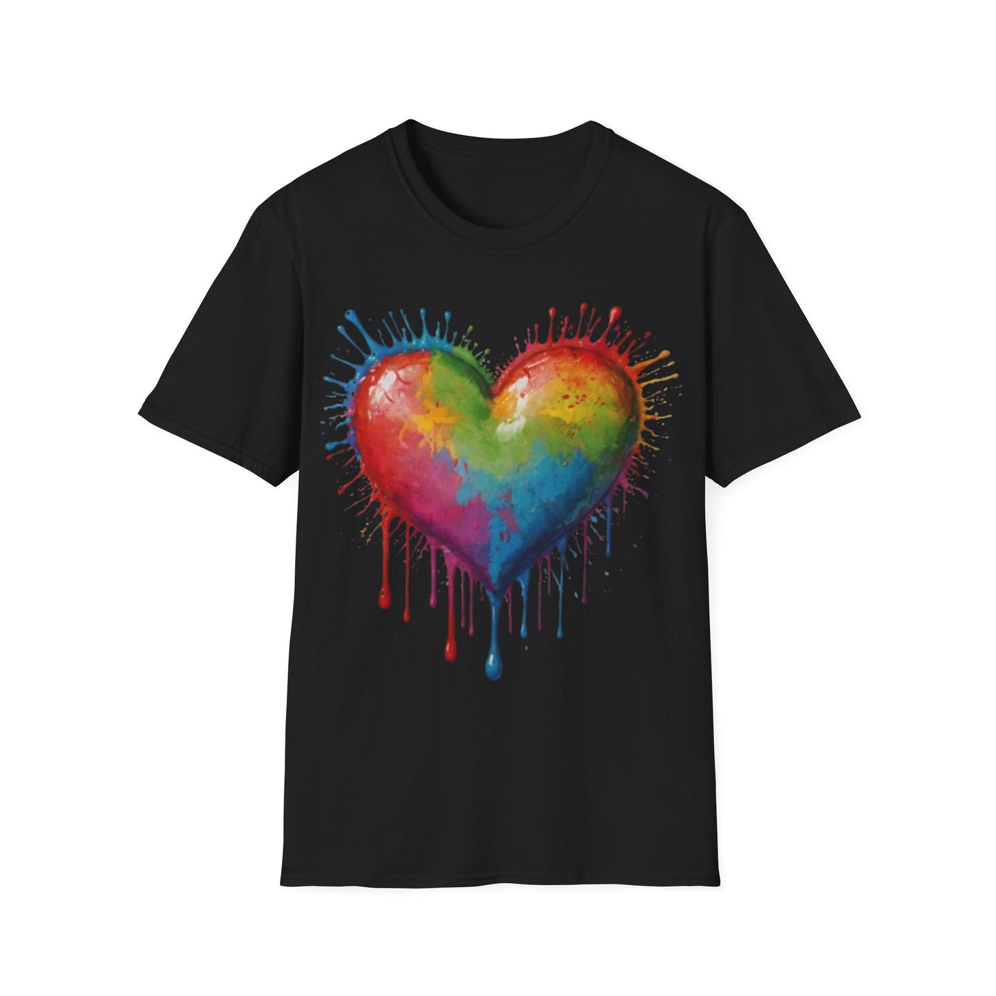 Colourful Messy Dripping Heart - Unisex T-Shirt