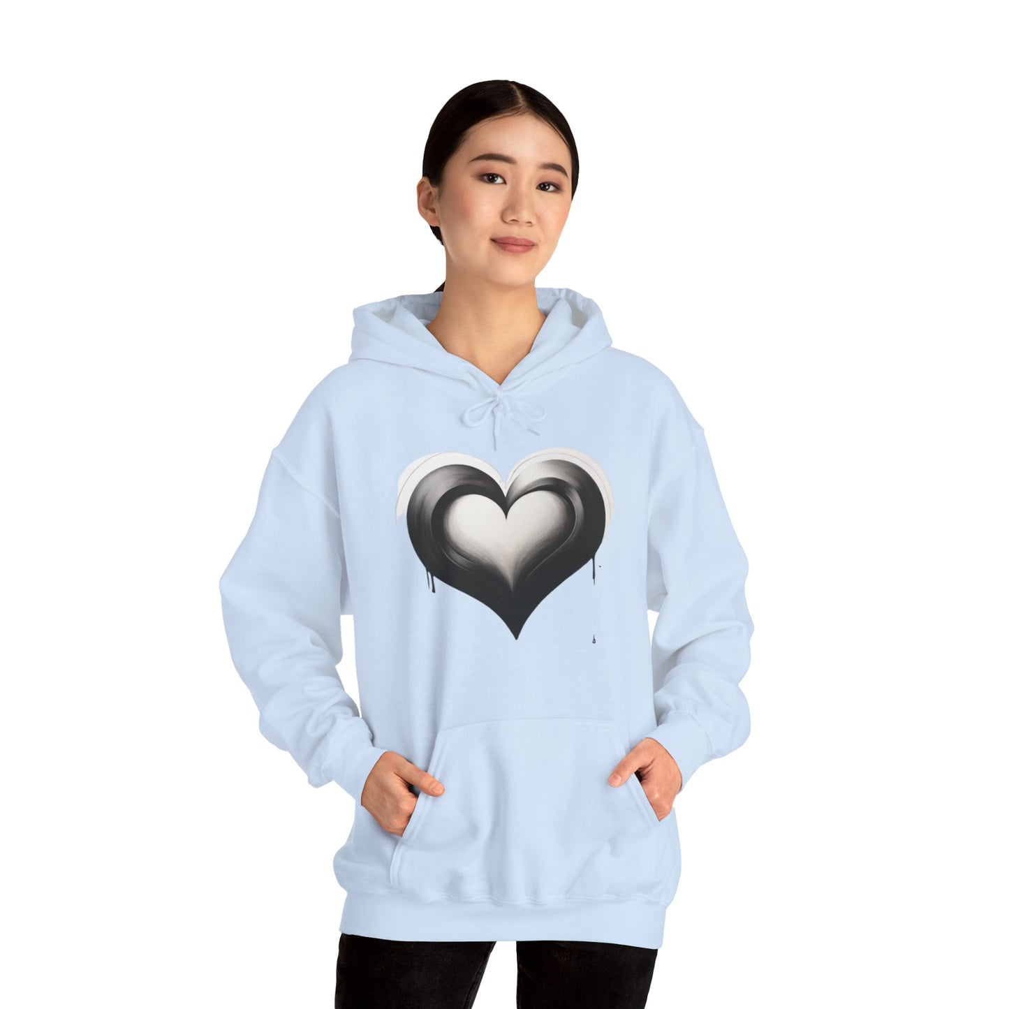 Black and White Heart - Unisex Hooded Sweatshirt