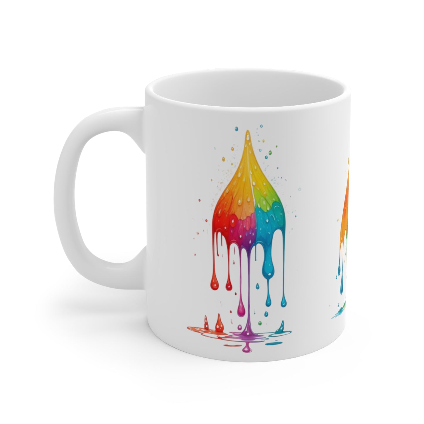 Colourful Single Raindrop Messy Art Mug - Ceramic Coffee Mug 11oz
