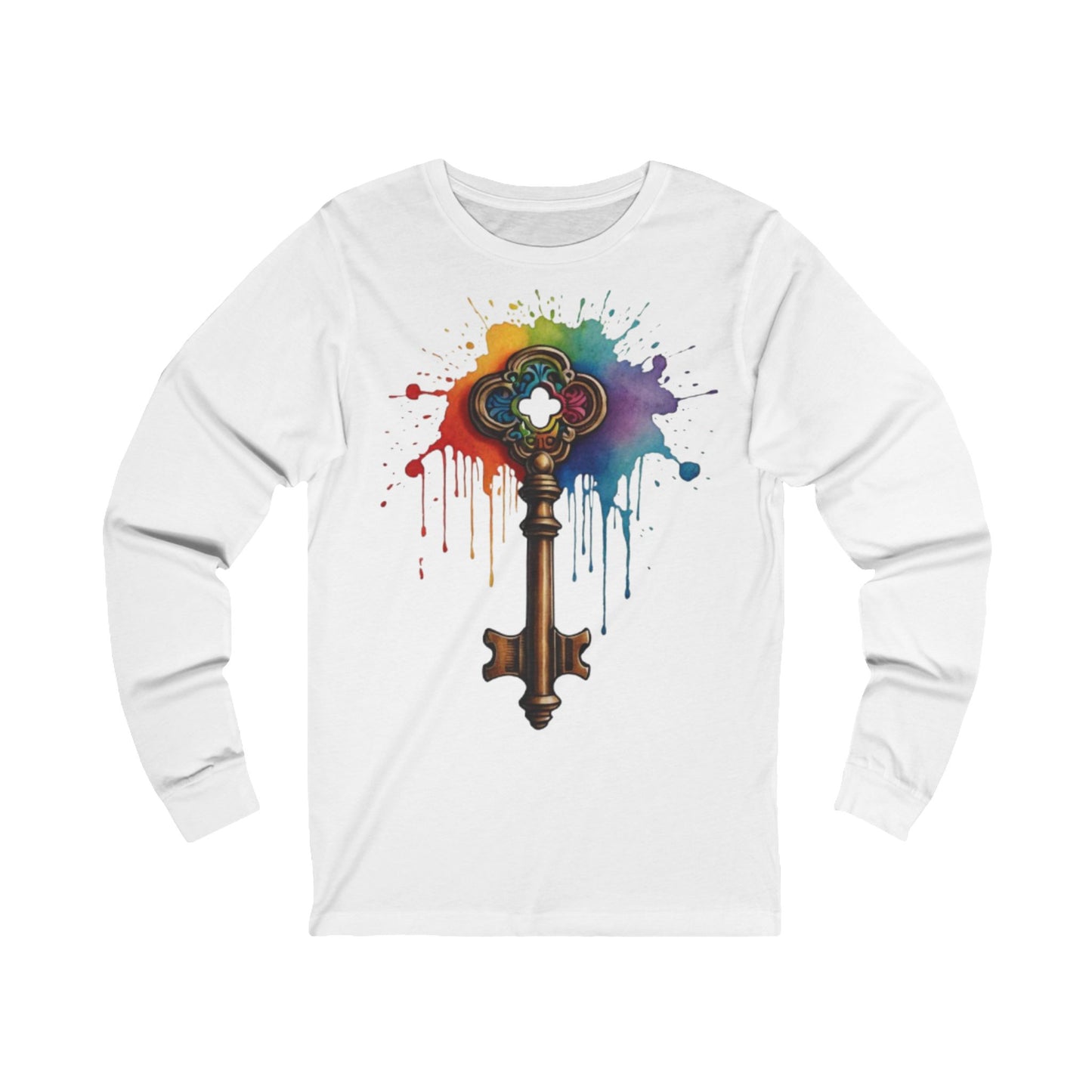 Colourful Messy Skeleton Key - Unisex Long Sleeve Tee