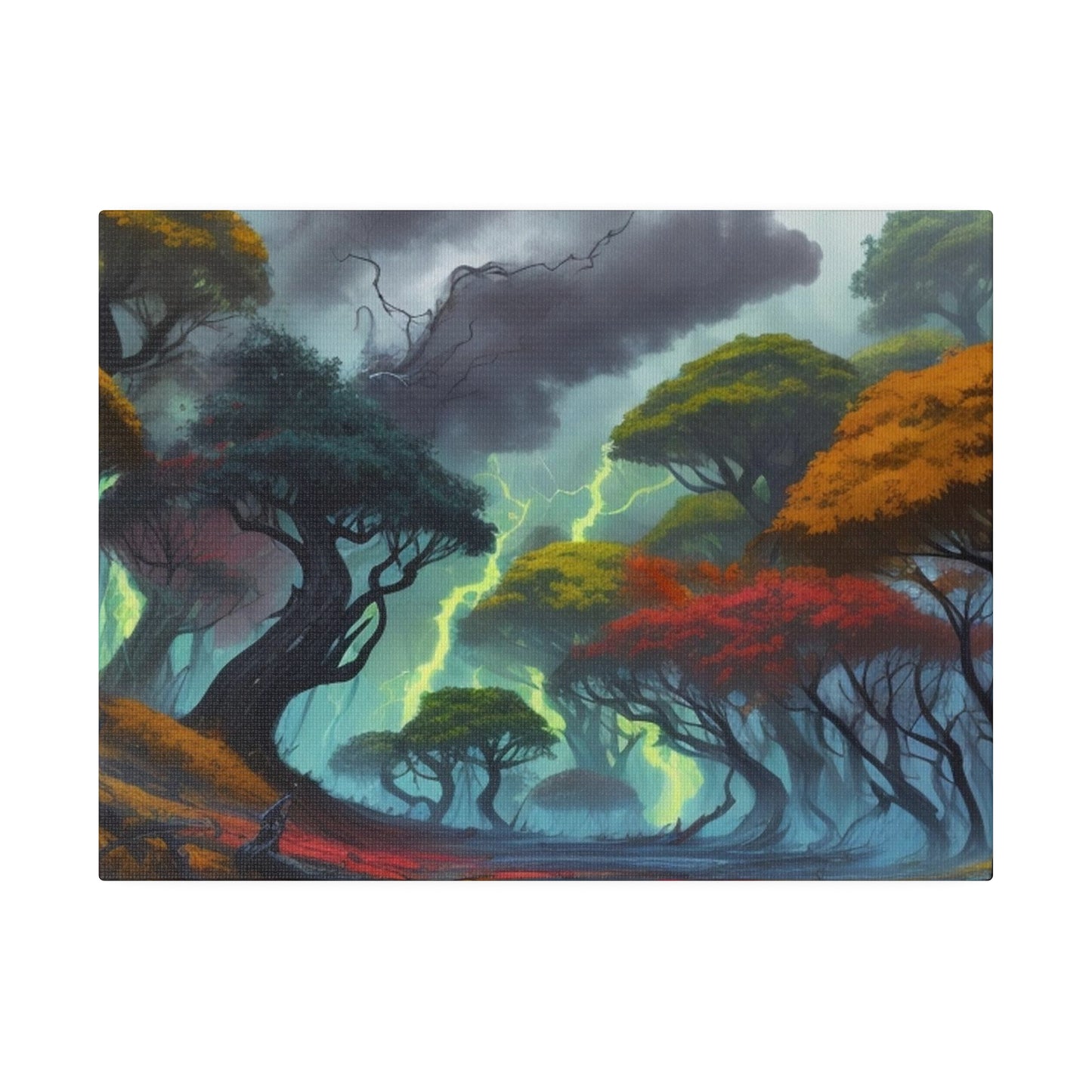 Colourful Forest Lightning Artwork - Matte Canvas, Stretched, 0.75"