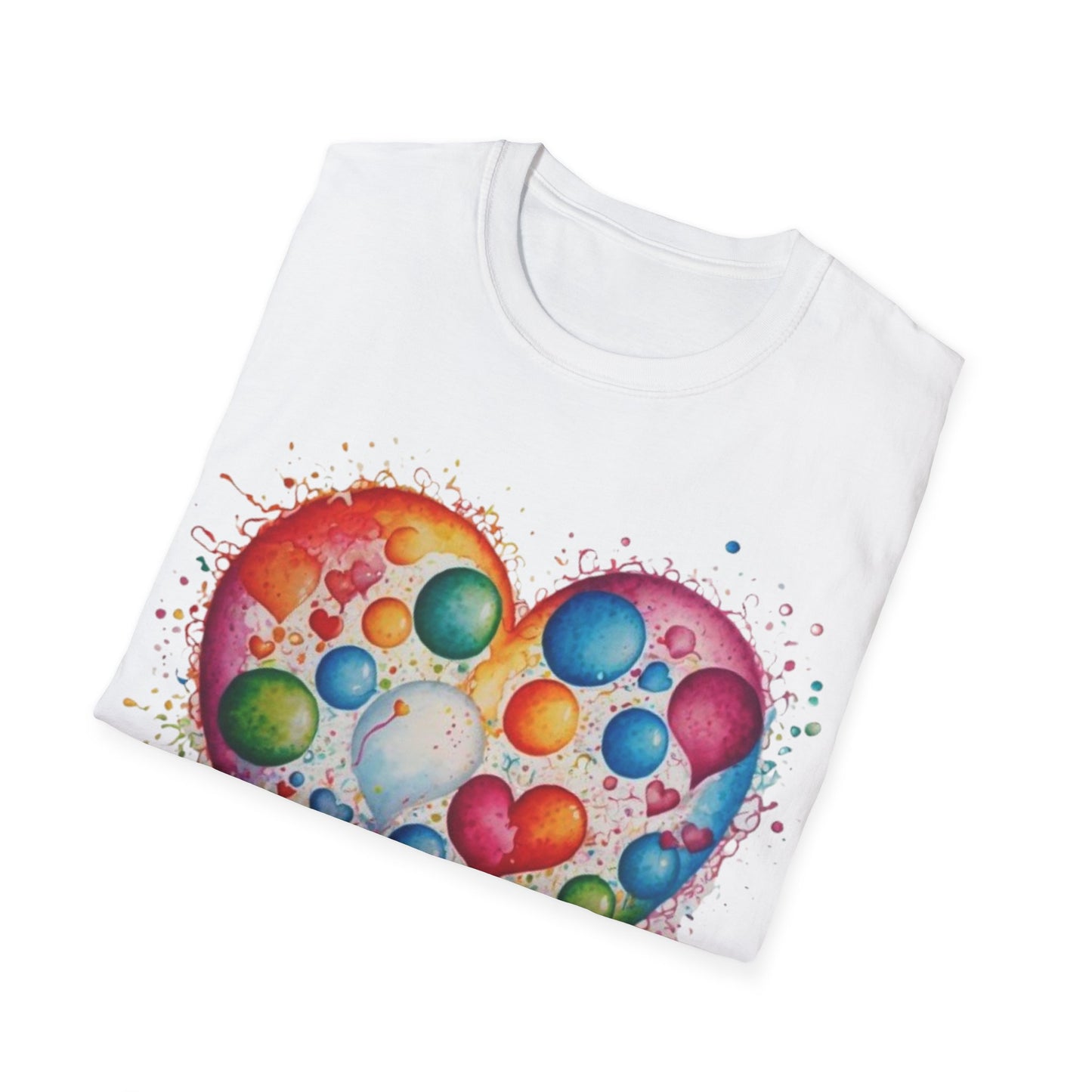 Colourful Messy Bubbles Love Heart - Unisex T-Shirt