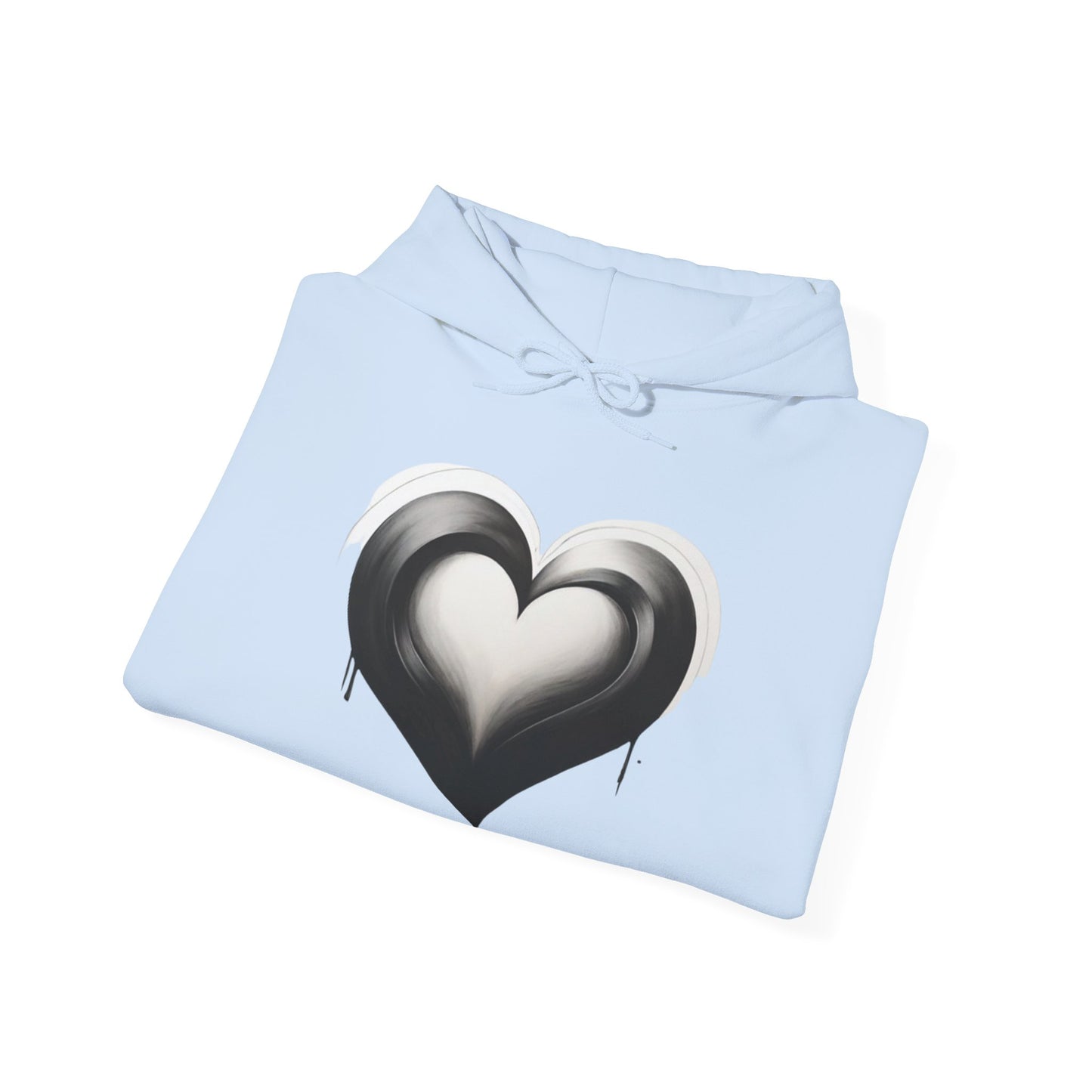 Black and White Heart - Unisex Hooded Sweatshirt