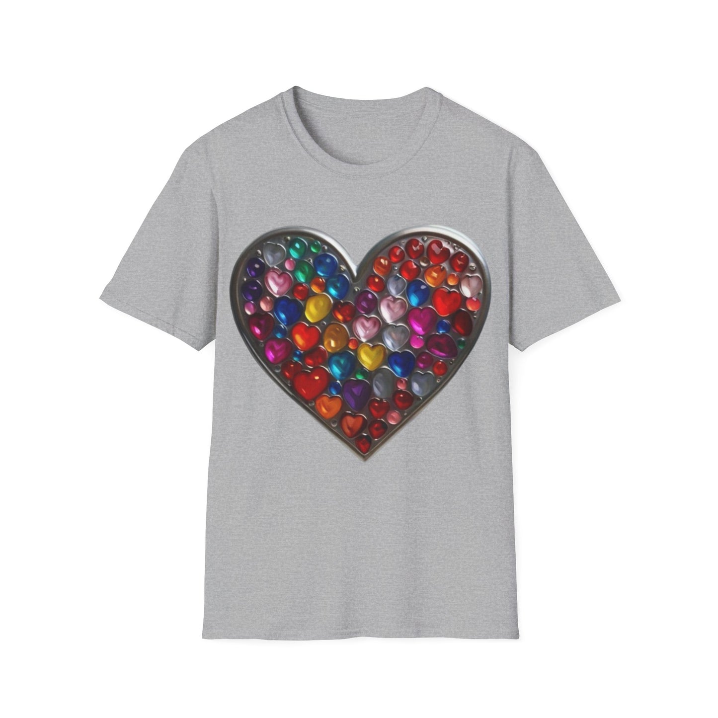 Multicoloured Silver Love Heart - Unisex T-Shirt