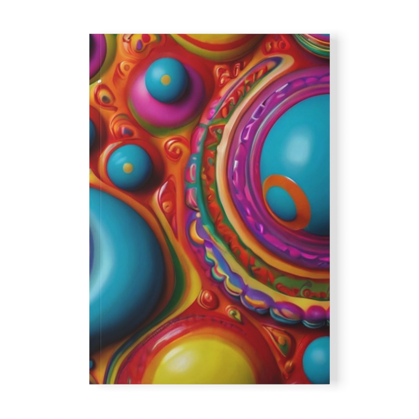 Colourful Trippy Bubbles Art - Softcover Notebook, A5