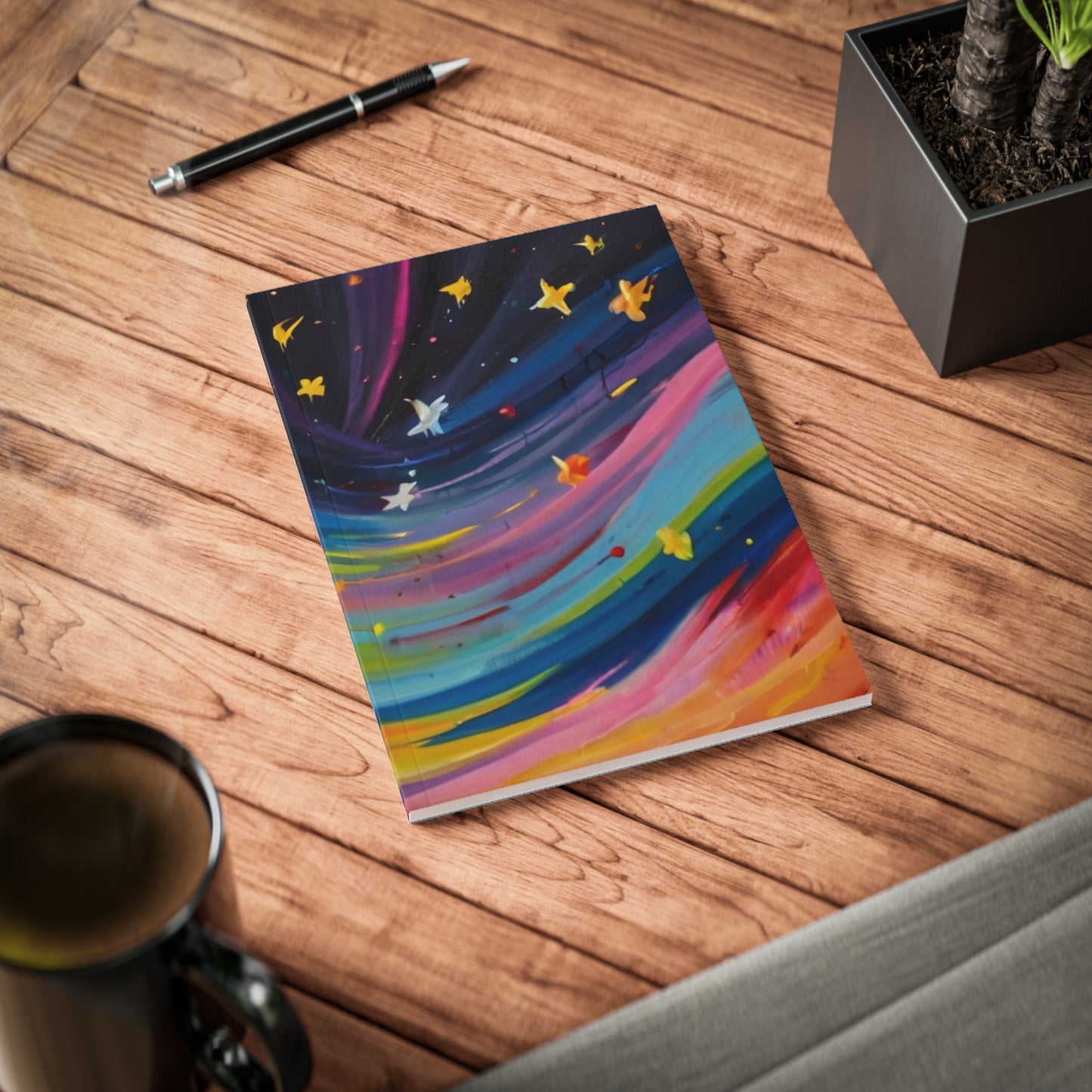 Colourful Shooting Stars - Softcover Notebook, A5