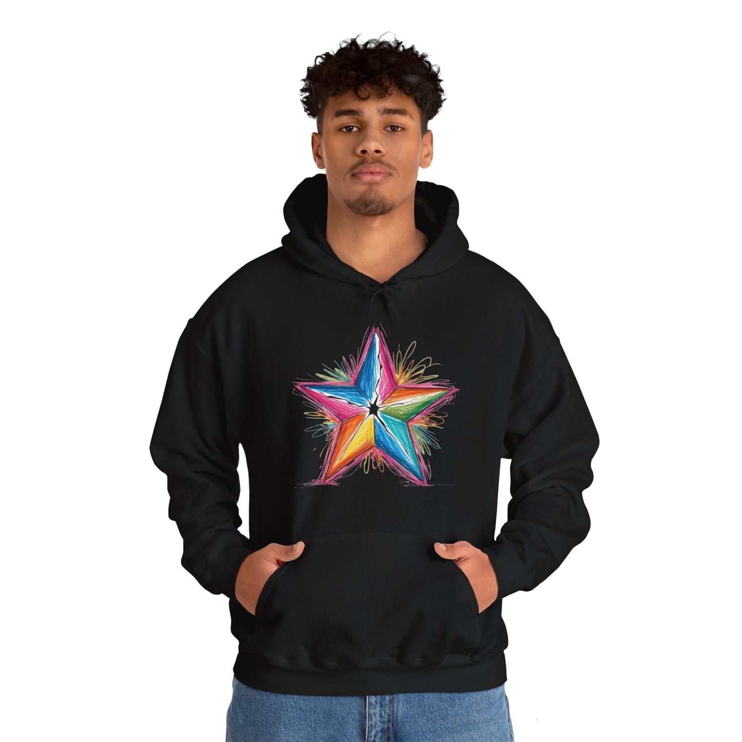 Vibrant Coloured Messy Star - Unisex Hooded Sweatshirt