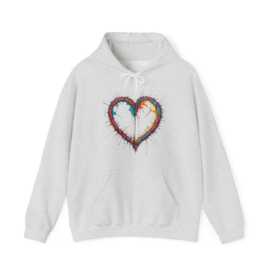 Hollow Colourful Messy Love Heart - Unisex Hooded Sweatshirt