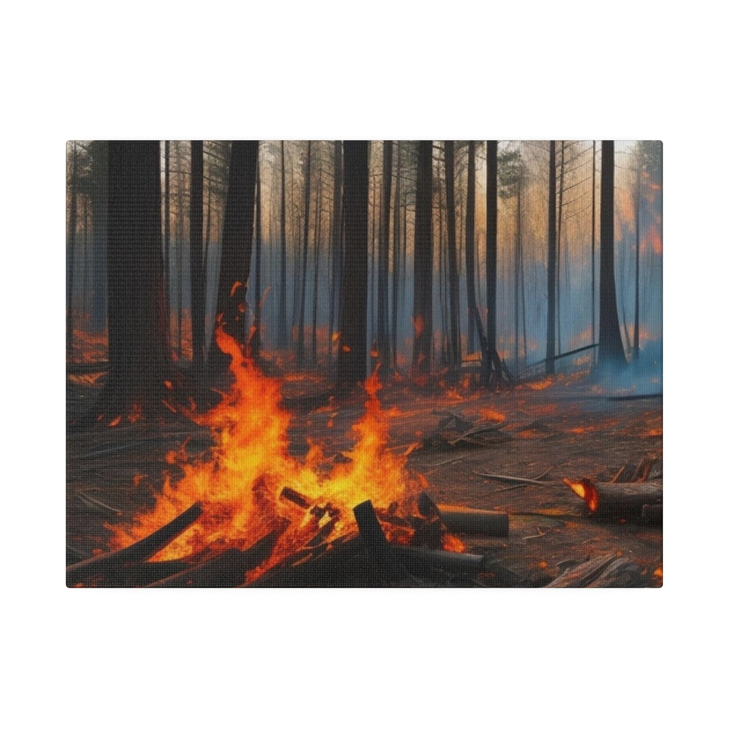 Fire In Forest - Matte Canvas, Stretched, 0.75"