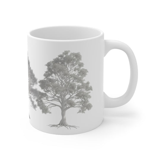 Silver Trees Mug - Ceramic Coffee Mug 11oz
