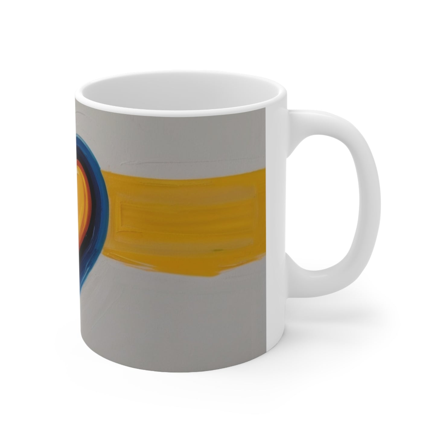 Yellow Stripe Love Heart Mug - Ceramic Coffee Mug 11oz