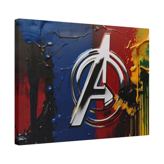 Avengers Messy Painted Logo Symbol - Matte Canvas, Stretched, 0.75"