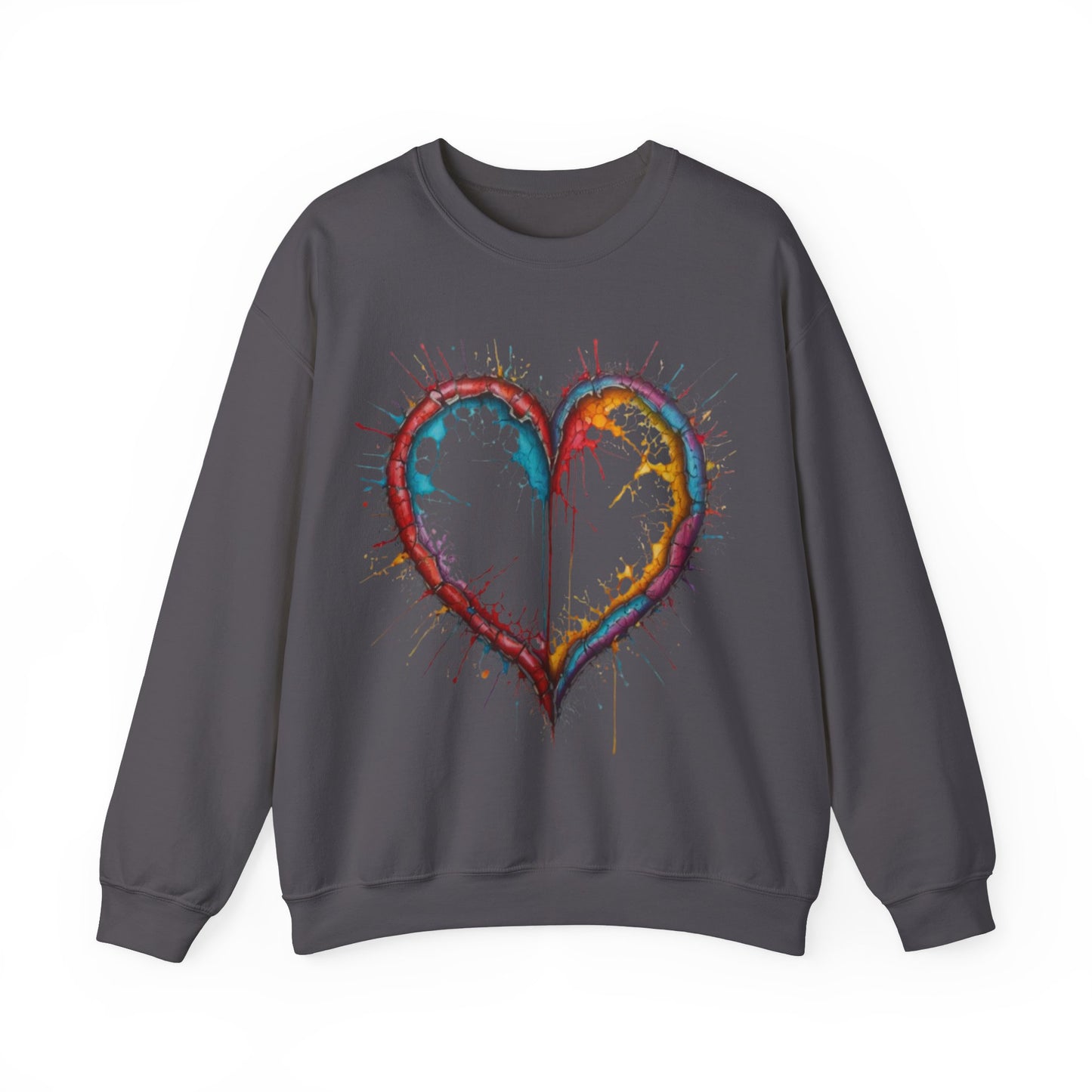 Hollow Colourful Messy Love Heart - Unisex Heavy Sweatshirt