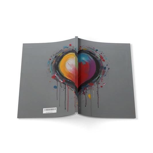 Colourful Black Painted Edge Love Heart - Softcover Notebook, A5